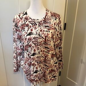 Signature Collection Womens White Red Black Abstract Print Cardigan Size XL